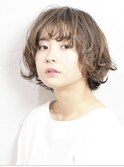 ボブウルフ/フェザーボブ/ミルクティーベージュ/30代