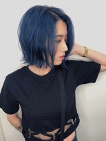 リジョイスヘア(REJOICE hair)&nbsp;【REJOICE hair】ネイビーブルー×センターパートボブ　担当mido