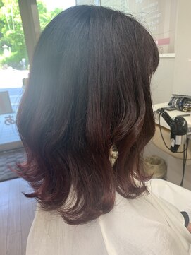 ヘアデザイン ラポール 茨木店(hair design Rapport) 大人可愛いセミディスタイル/艶髪ブロッサムピンクカラー