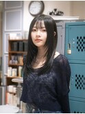 顔周りレイヤー/レイヤーカット /黒髪/前髪/ロング