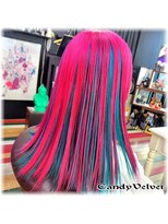 美容室キャンディー ベルベット(Candy Velvet) 水色×ピンクのアンブレラカラー