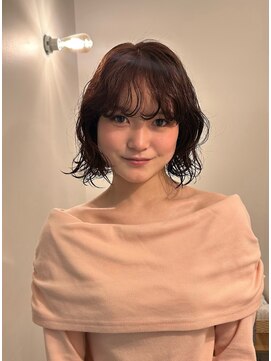 ゼストカロン(ZEST Kalon) ミニボブ柔らかパーマ×オレンジブラウン【椋井アノ】