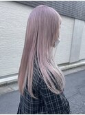 渋谷ピンクベージュカラーペールピンクカラー顔周りレイヤー30代