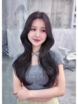 フィヴェント(Fivent) 黒髪韓国小顔レイヤーイメチェン暗めオリーブグレークラゲヘアー