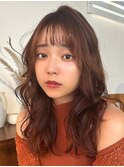 マロンベージュ×ラフウェーブ