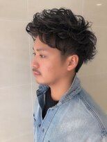 オーロ 緑地公園店(ORO)&nbsp;黒髪ソフト2ブロックのアップバングパーマヘア