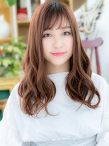 カバーヘア ブリス 志木南口駅前店(COVER HAIR bliss)&nbsp;斜めバングミルクティーピンクゆる巻きロングa志木20代30代40代