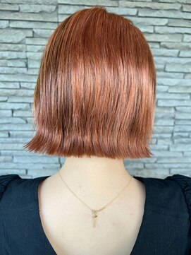 ハイバレーヘアーメゾン(HIGH VALLEY HAIRMAISON) オレンジボブ大人ボブ切りっぱなしシースルーバング韓国ボブ