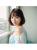 エイル(Ail)&nbsp;グレーアッシュシースルーバング巻き髪風パーマ