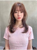 mowen レイヤーカット×ピンクブラウン