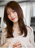 ☆フェミニンロング大人かわいいぱっつん前髪レイヤーカット小顔