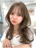 T91韓国風レイヤーカット透明感ミルクティーベージュくびれ巻き