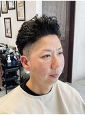 【40代 男性】ニュアンスオールバックパーマ