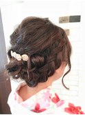 浴衣ヘアアレンジ/飾りあり/パーティヘア/アップスタイル
