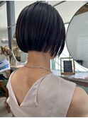 大人可愛い 暗髪 ぱっつんワンレンボブ【川野 光】