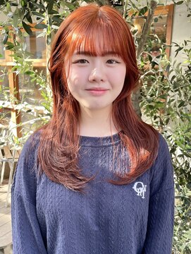 ラミエバイメルト 下北沢(lamie by melt) ブリーチなしダブルカラーオレンジベージュピレンジくびれヘア