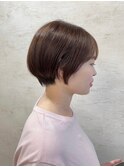 愛され丸みショートフルバング艶髪似合わせカット暖色カラー