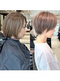 ショートボブ髪型30代40代50代前髪あり前髪なし面長丸顔【荒牧】