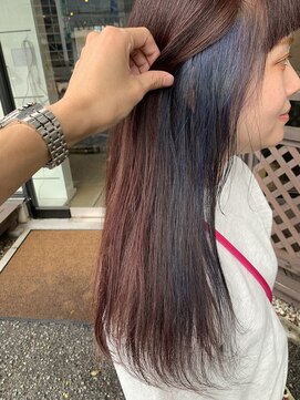 アヴァンス 北花田店(AVANCE) 【#赤×青カラー】×インナーブルー×ケアブリーチ