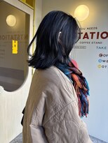 ヒントステーション(HINTSTATION)&nbsp;〈浅草 半個室〉地毛風カラー/ブルーブラック