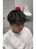 波巻きツイストスパイラルハイライト刈り上げツーブロック
