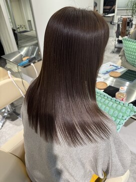 髪質改善トリートメントダークブラウン白髪ぼかしハイライト