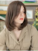 センターパートかきあげ前髪ニュアンスカラーa川口20代30代40代
