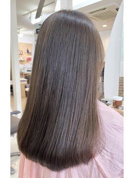 カットハウス はさみの部屋 セミロングストレート/内巻き/ラベンダーアッシュ/流しバング