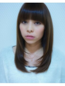 オリジンズヘアーセカンド 守谷店(Origins hair 2nd) フルバングレイヤーカット×ベージュカラー×BYKARTE 3step TR