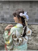 成人式ヘア 成人式メイク 振袖ヘア リボンヘア 編みおろし
