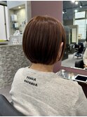 ホワイトグレージュミニウルフデジタルパーマチェリーブラウン