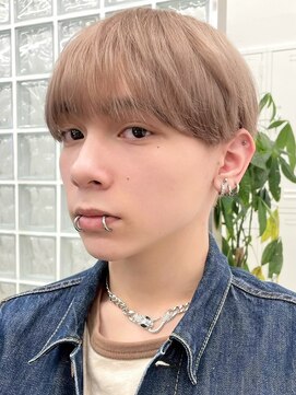 サンクマーケット 渋谷(cinq MARKET) 渋谷メンズブリーチカラーミルクティーベージュラウンドマッシュ