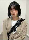 黒髪 ショートボブ ニュアンスパーマ 前髪カット 20代