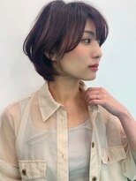 【山田】ひし形小顔ハイライト流しバングボブ
