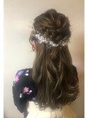 袴 トップ サイド 編み込み ハーフアップ ヘアアレンジ