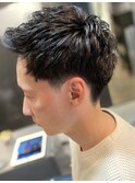 ナチュラルマッシュパーマツーブロック刈り上げフェザーバングk
