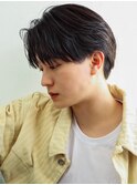 韓国ヘアカルマパーマコンマバングセンターパート黒髪マッシュ