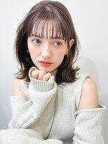 ホワイトグレージュミニウルフデジタルパーマチェリーブラウン