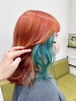 ヘアーワークス ボナ(HAIR WORKS bona.)&nbsp;おしゃれ女子のオレンジカラー×インナーカラー/グリーン