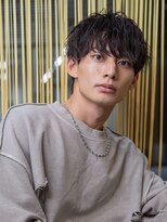 小久保styleフェザーパーマグレーブルーカラー刈り上げショート