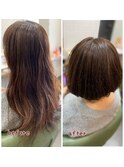 メルティ―カラーフェミニンロング似合わせカットマッシュボブ