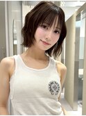 ハチ張り解消ウェーブボブ♪透明感カラーでトーンアップ効果