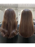 ドレスヘア/透明感ベージュ/縮毛矯正・ストレー ト/波巻き 