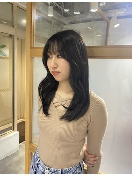 ココノサロン ハナレ(cocono salon HANARE) 顔まわりレイヤーで韓国風スタイル 黒髪