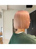ベイビーピンク×ショートボブ