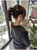 ポニーテール編みおろし