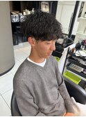 波巻きパーマ×メンズマッシュ 波巻きスパイラルパーマ 眉毛