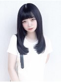 《大人可愛いロングレイヤー》姫カット/ブルーブラック/暗髪ヘア