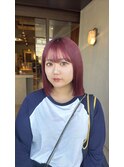 チェリーピンク×切りっぱなしボブ