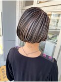 【aslan】コントラストハイライト/刈り上げボブ/グレージュ